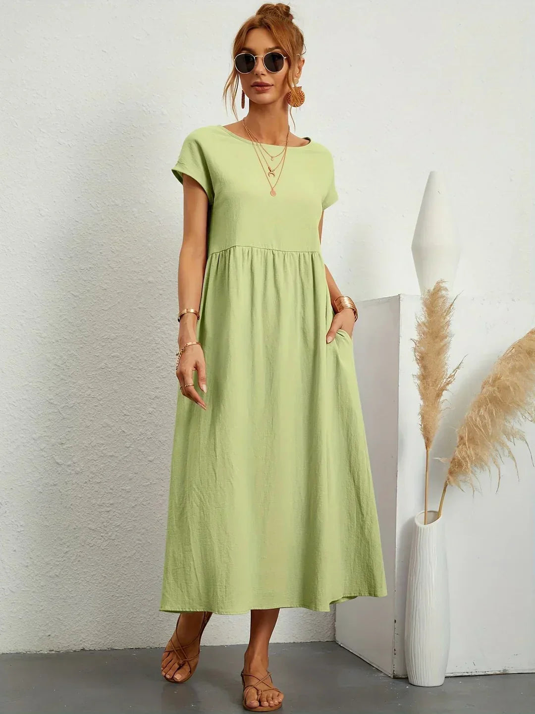 Catalina | Vestido midi fluido de algodón y seda