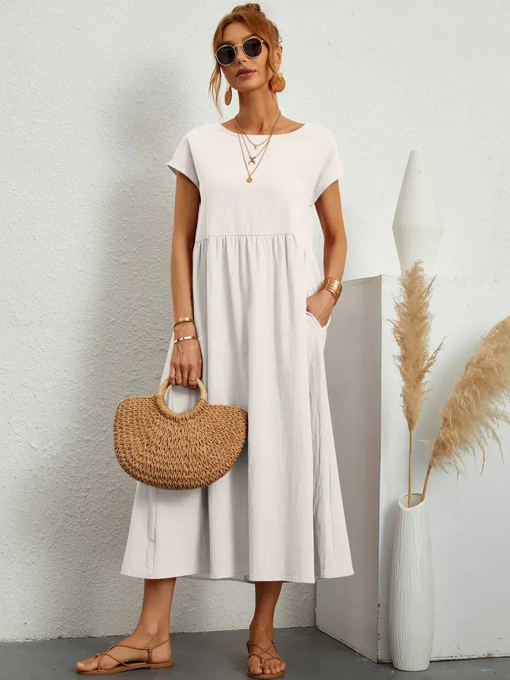Catalina | Vestido midi fluido de algodón y seda