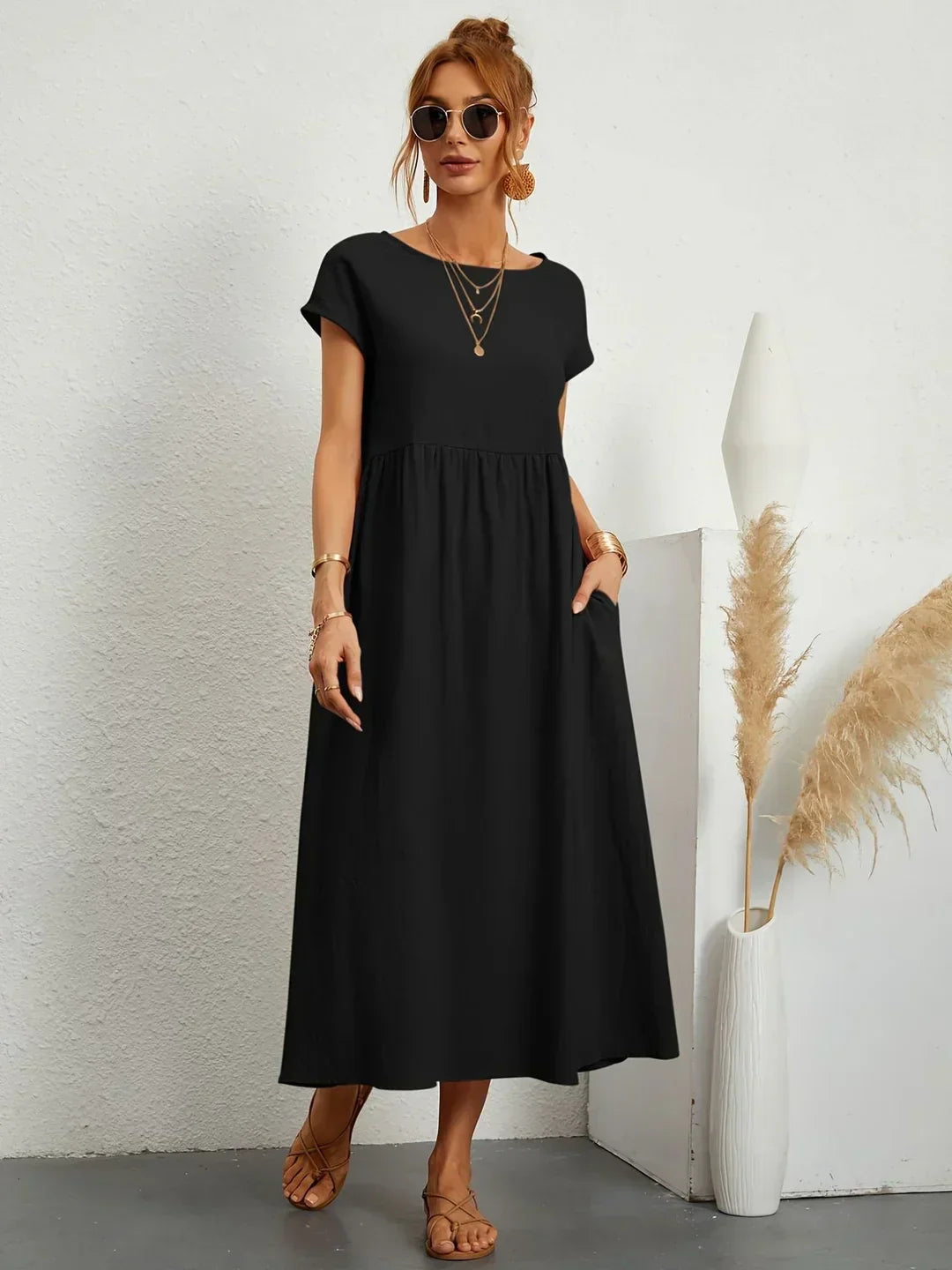Catalina | Vestido midi fluido de algodón y seda