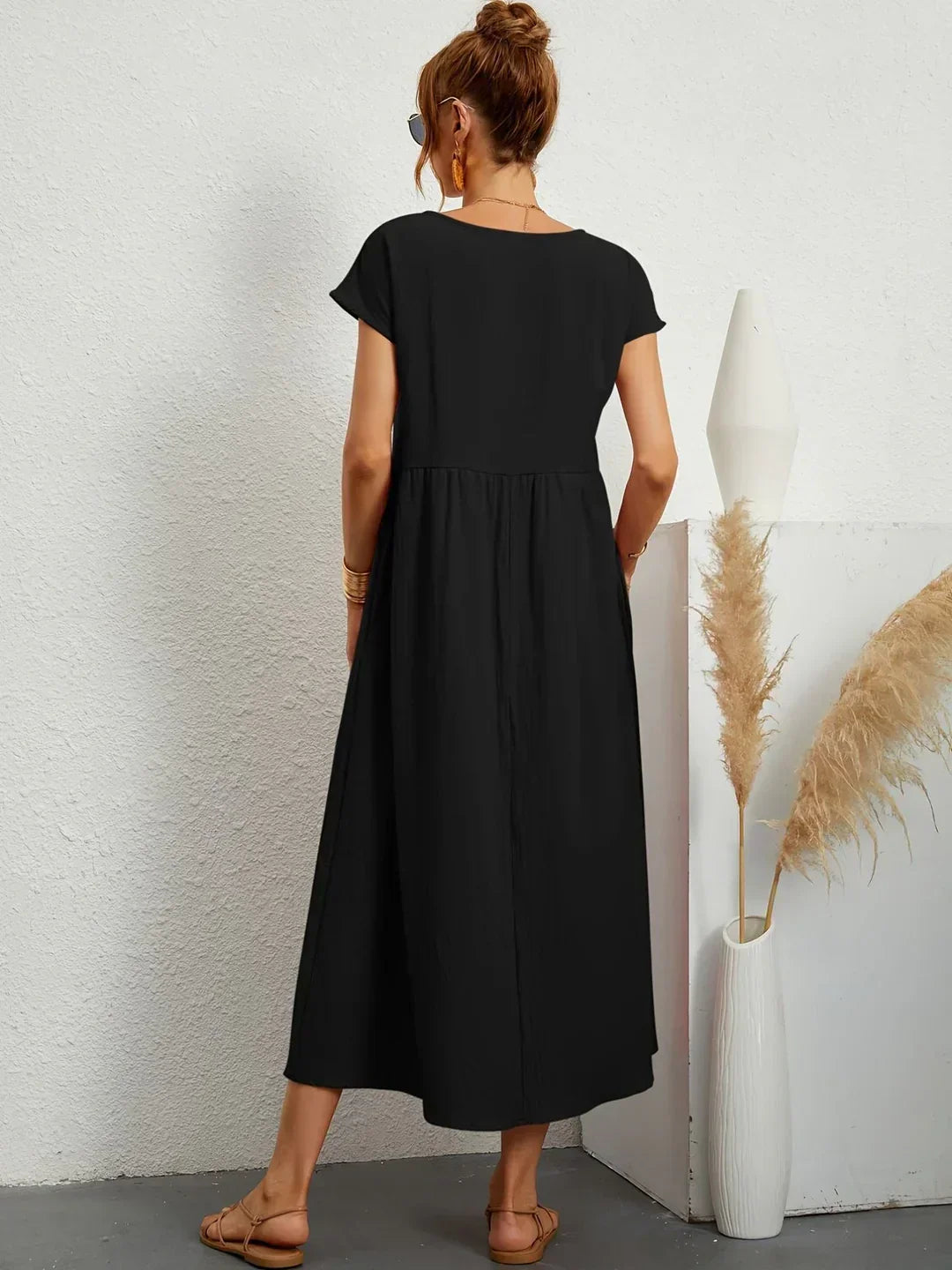 Catalina | Vestido midi fluido de algodón y seda