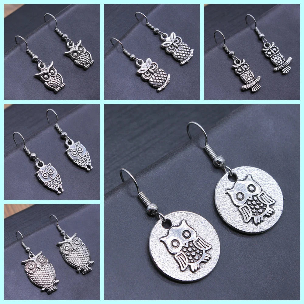 Pendientes Colgantes de Búho Vintage Bohemio