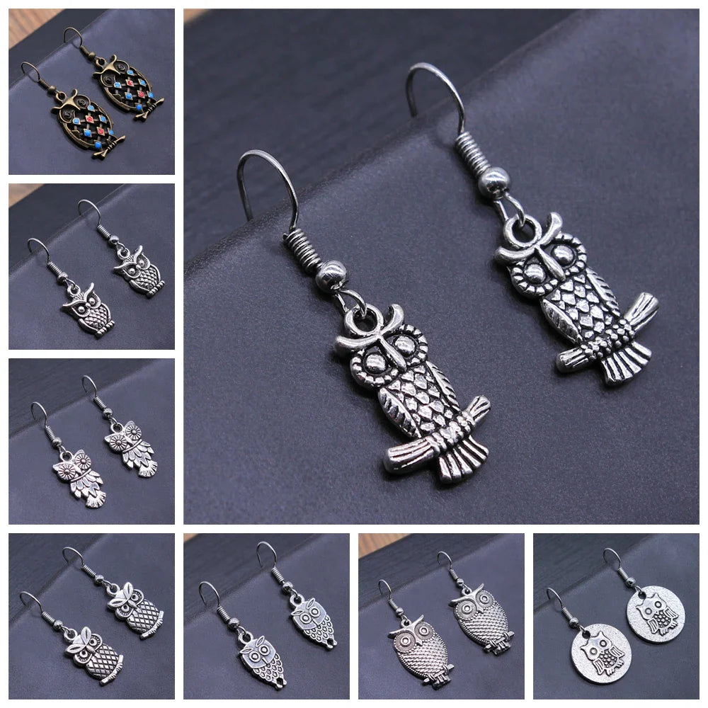 Pendientes Colgantes de Búho Vintage Bohemio