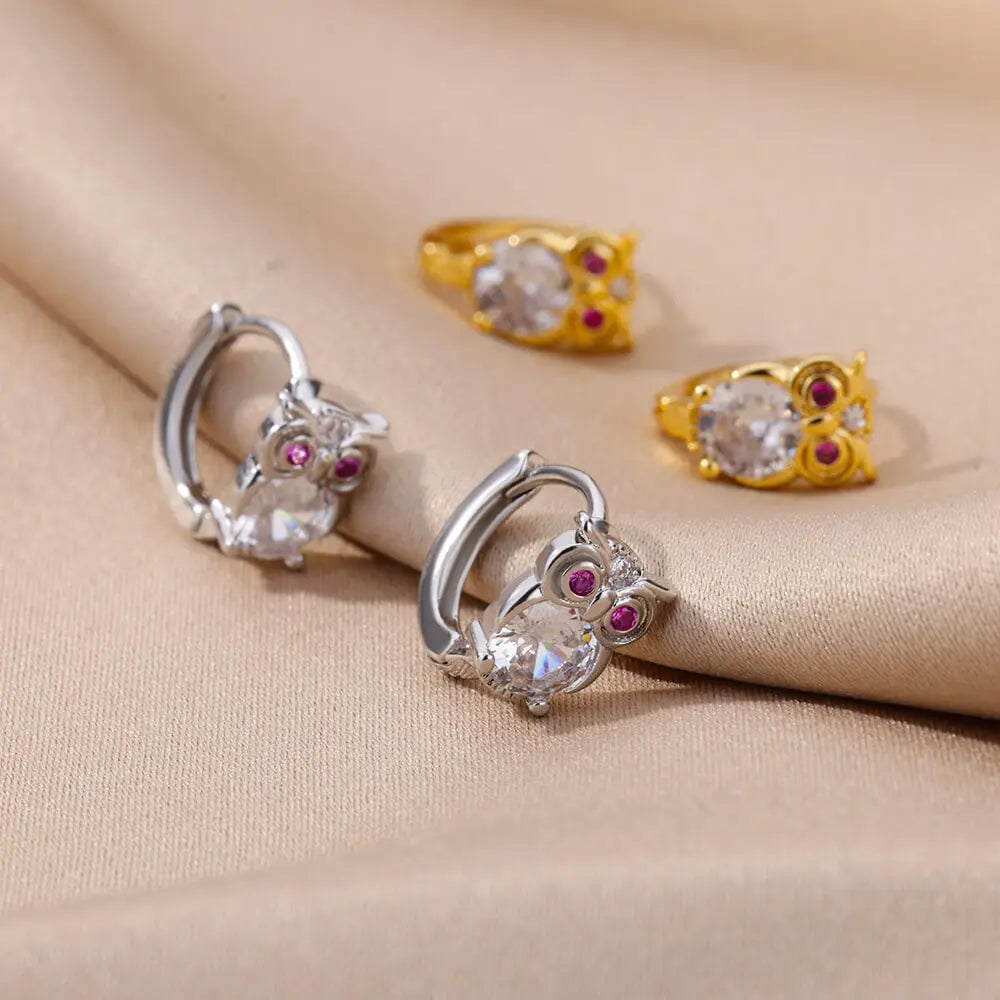 Pendientes de Aro de Cristal con Animales