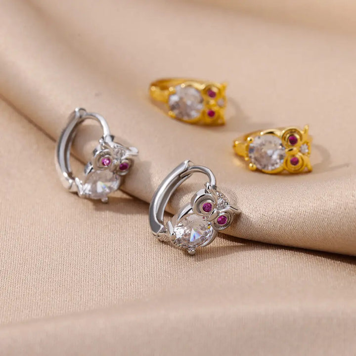 Pendientes de Aro de Cristal con Animales