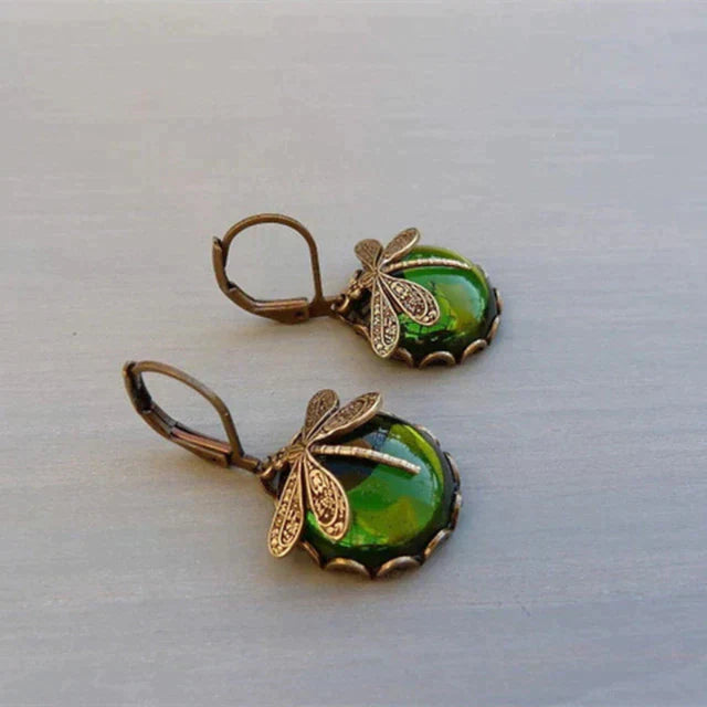 Pendientes de Libélula Esférica en Oro Antiguo