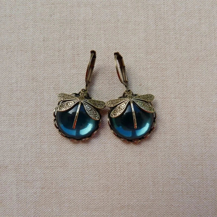 Pendientes de Libélula Esférica en Oro Antiguo