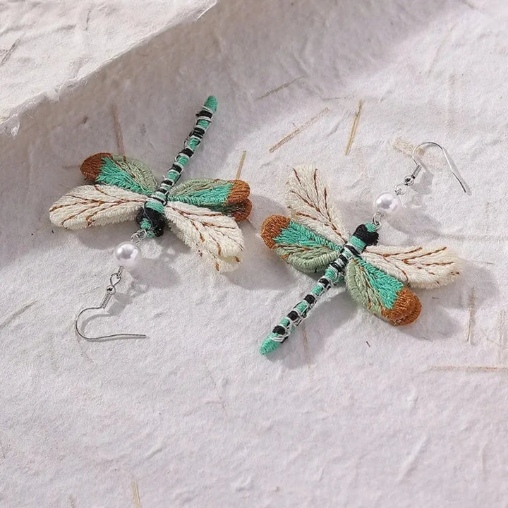 Pendientes de Libélula Bordados Bohemios