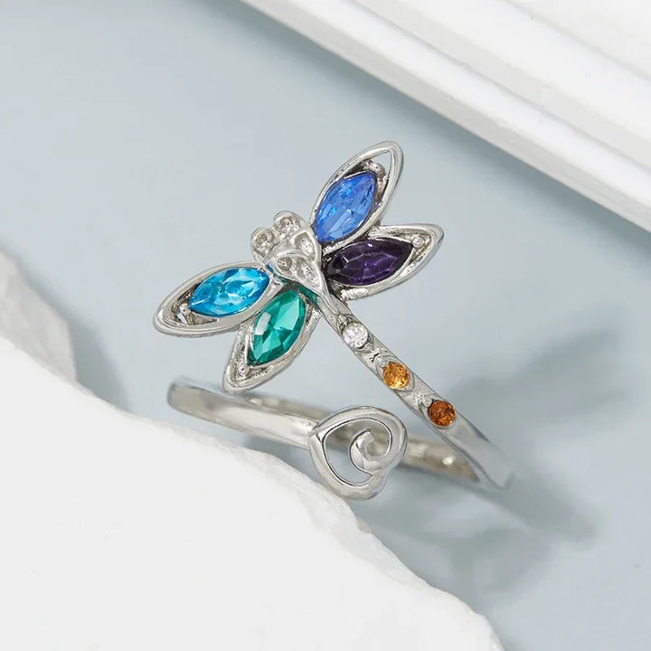 Anillo Ajustable de Libélula Vintage