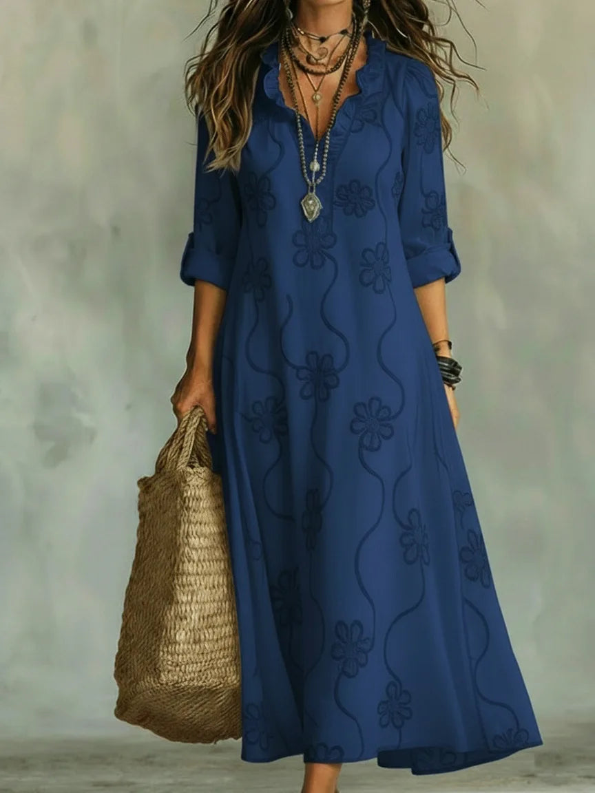 Valentina | Vestido maxi bohemio de silueta fluida y estampado floral