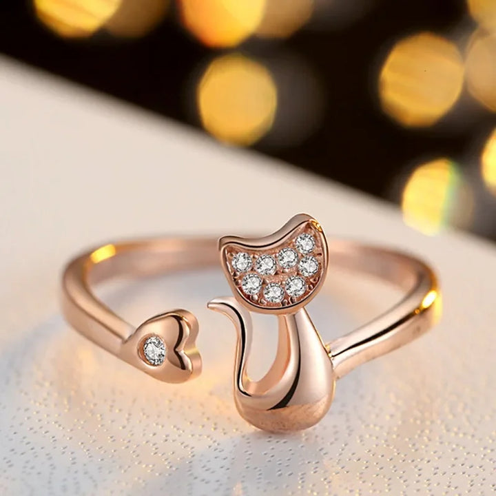 Anillo Abierto de Gato Lindo – Circonita