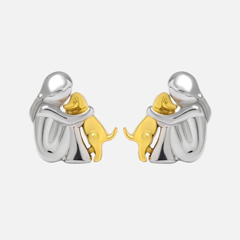 Pendientes de Aro en Plata y Oro de Dos Tonos