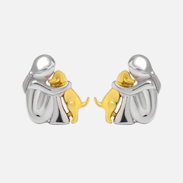 Pendientes de Aro en Plata y Oro de Dos Tonos