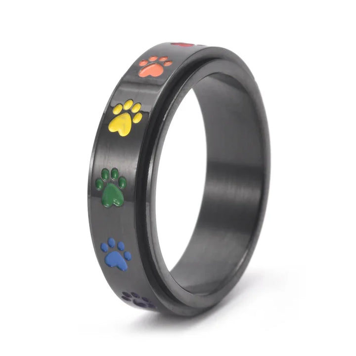 Anillo Giratorio Reductor de Estrés – Acero Inoxidable con Huellas Arcoíris
