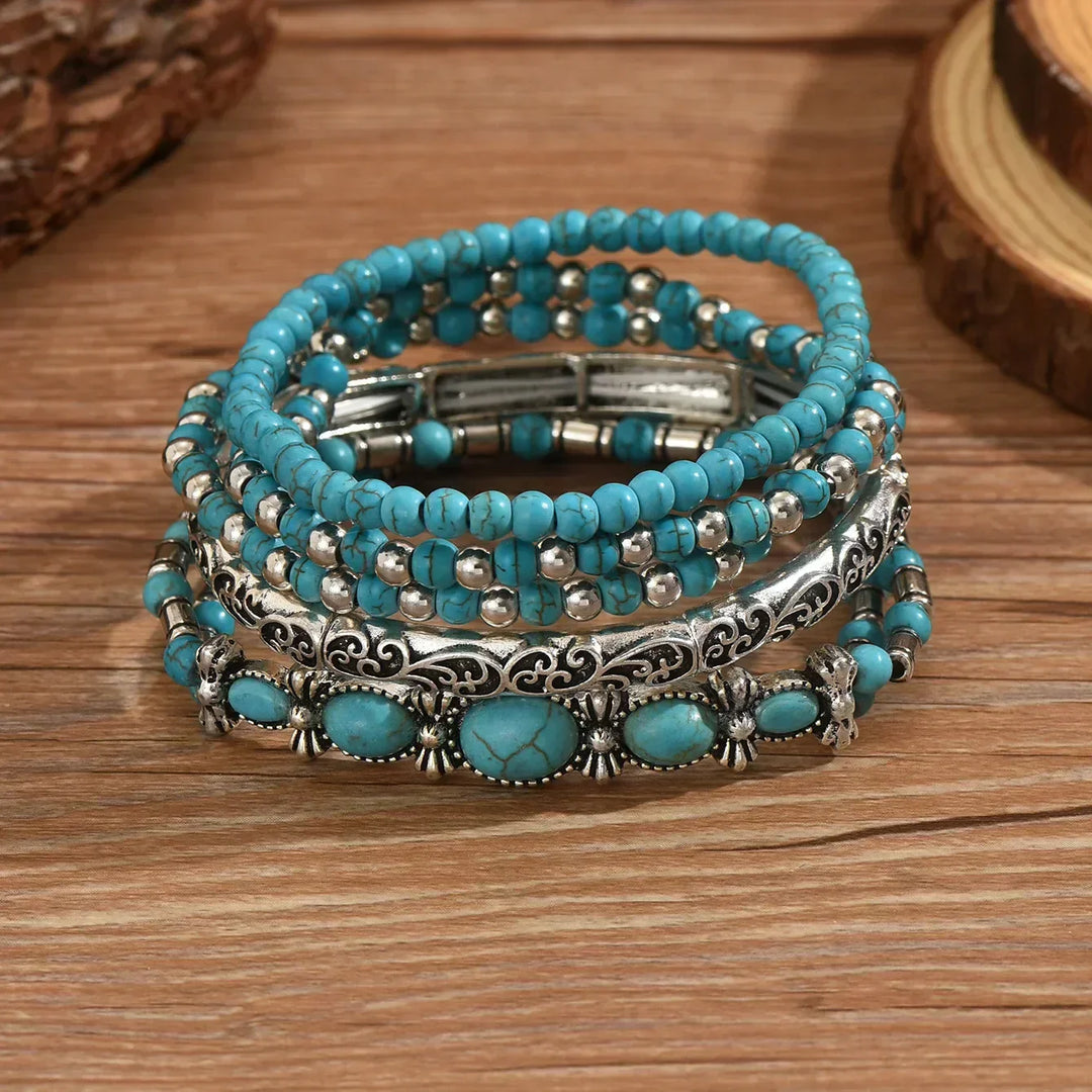 Lucía | Pulsera multicapa de turquesa refinada