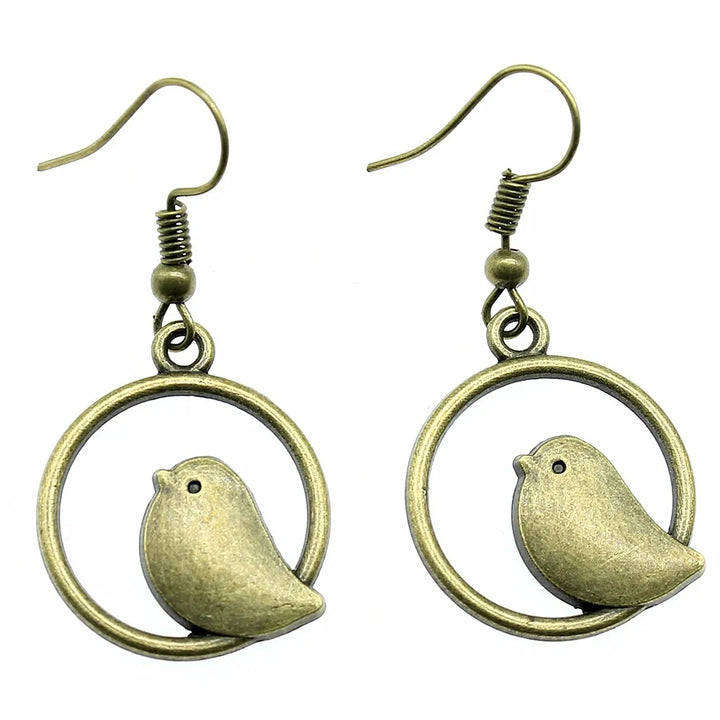 Pendientes Colgantes de Encanto de Pájaro Vintage – Joyería Boho Hecha a Mano