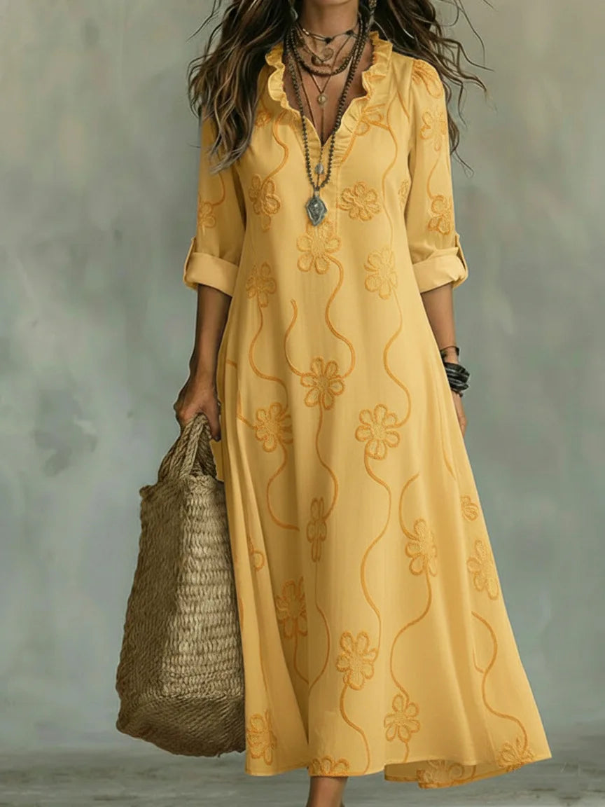 Valentina | Vestido maxi bohemio de silueta fluida y estampado floral