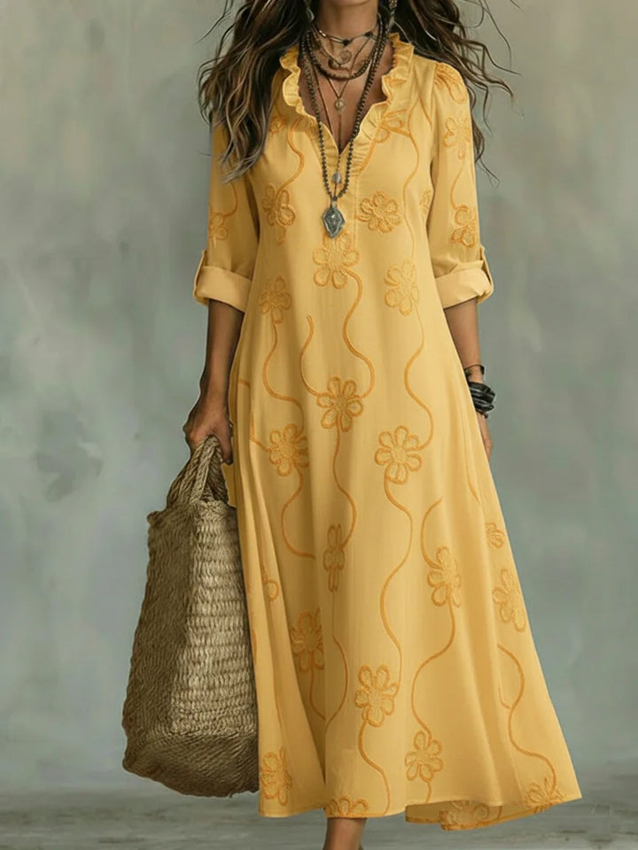 Valentina | Vestido maxi bohemio de silueta fluida y estampado floral