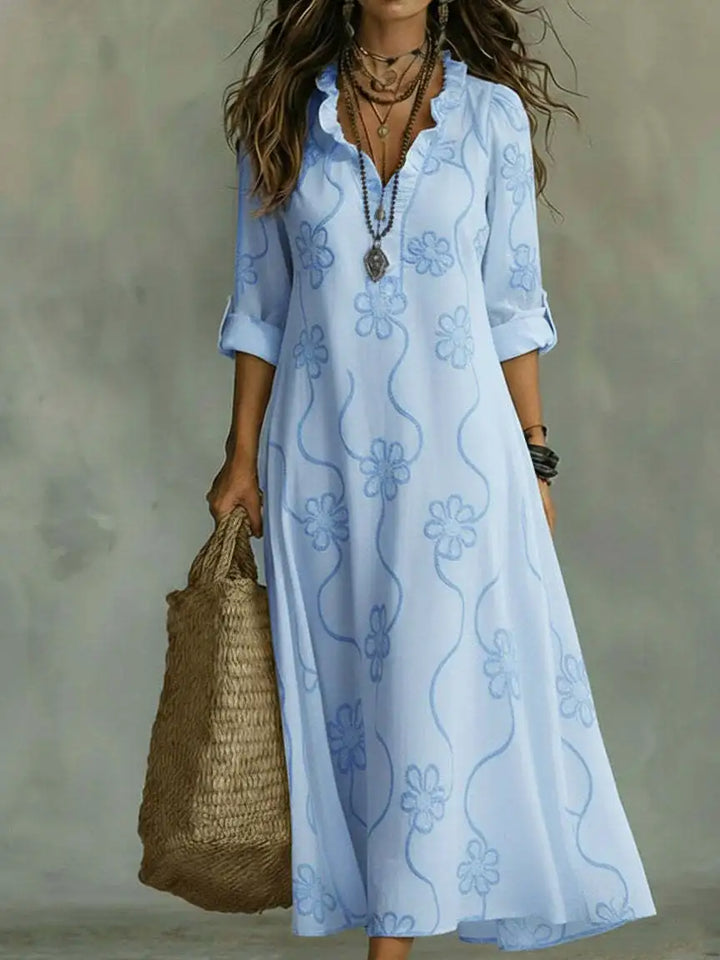 Valentina | Vestido maxi bohemio de silueta fluida y estampado floral