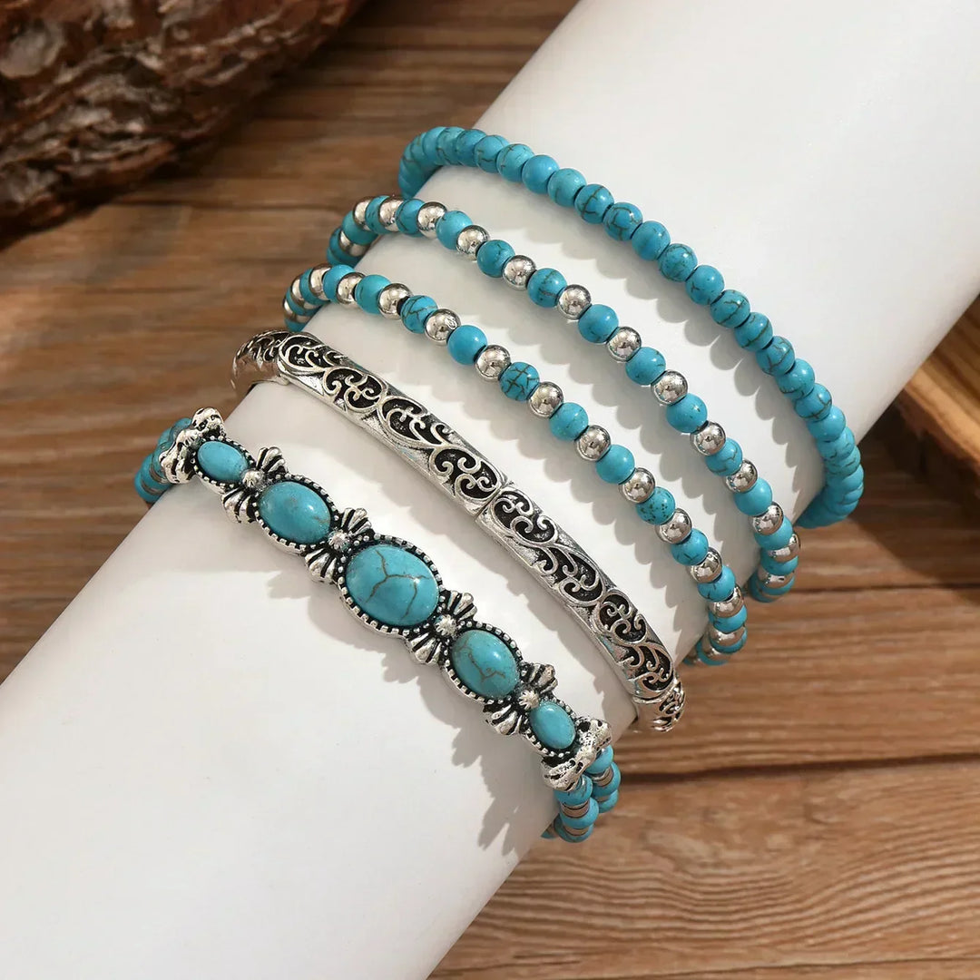Lucía | Pulsera multicapa de turquesa refinada