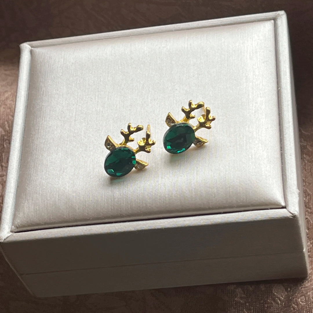 Pendientes de Cristal en Forma de Reno Festivo