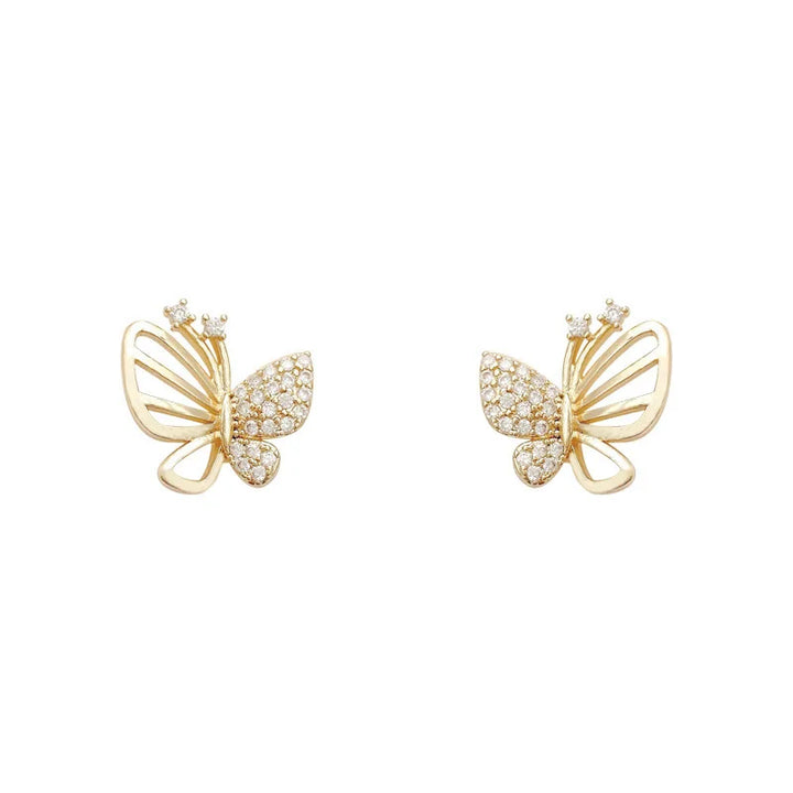 Pendientes de Stud de Mariposa de Circonita Elegantes
