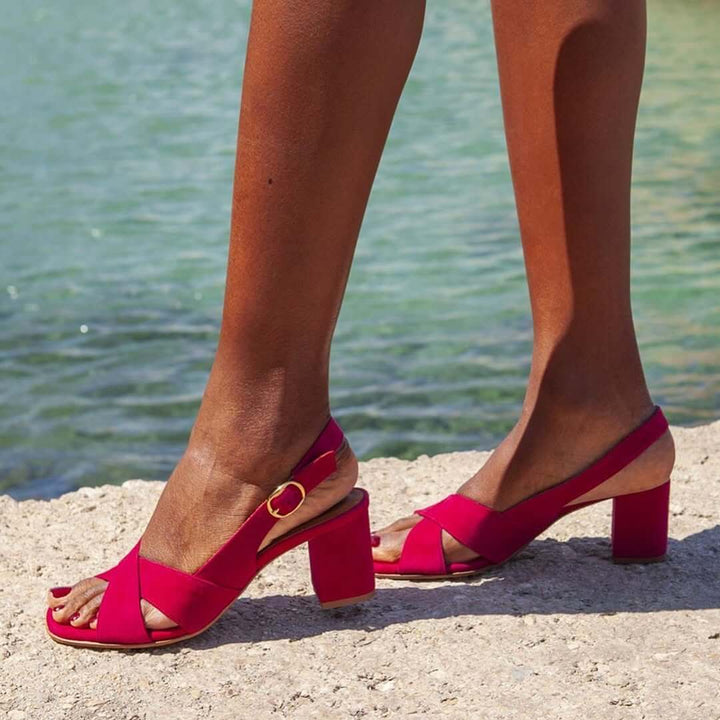 Sandalias Celeste de Tacón Bloque