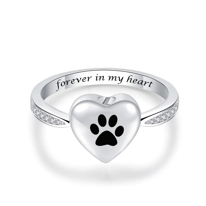 Anillo de Urna con Huella de Corazón – Joyería de Conmemoración para Mascotas