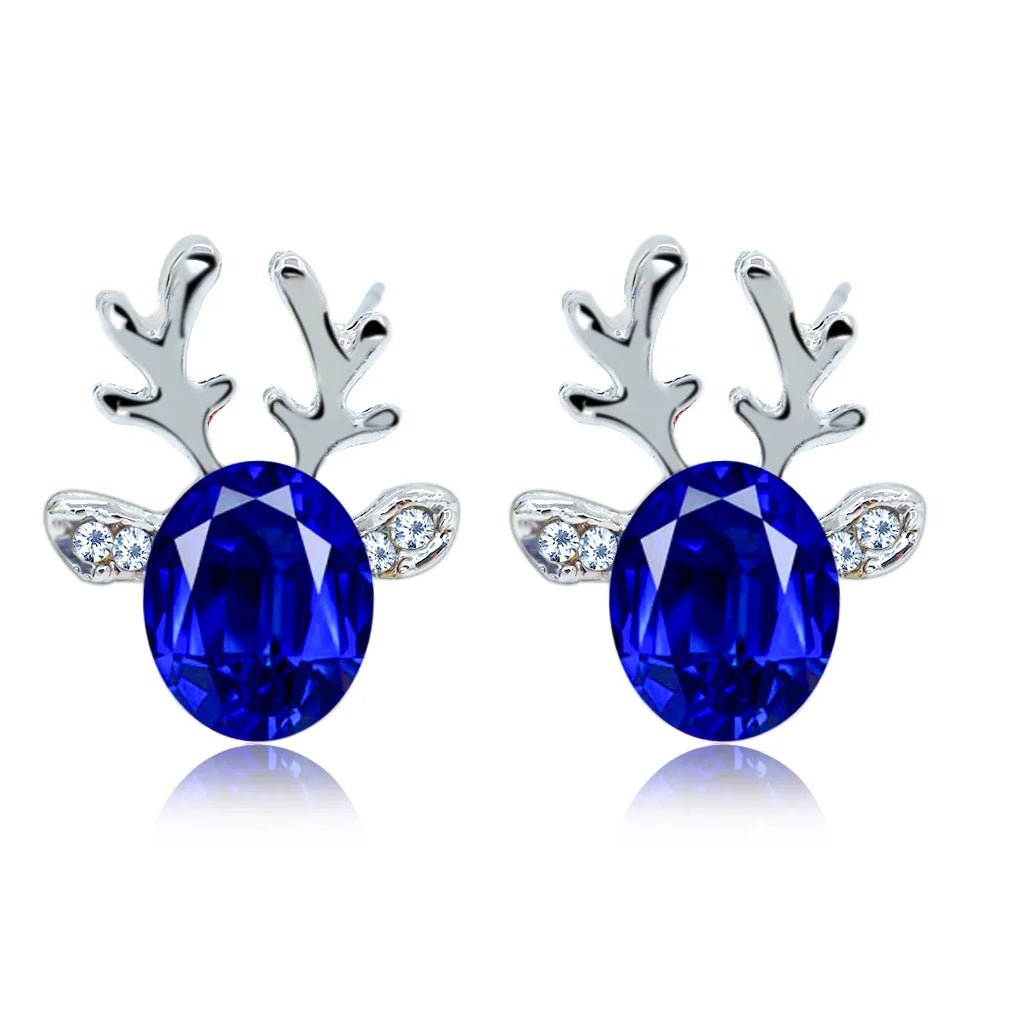 Pendientes de Cristal en Forma de Reno Festivo