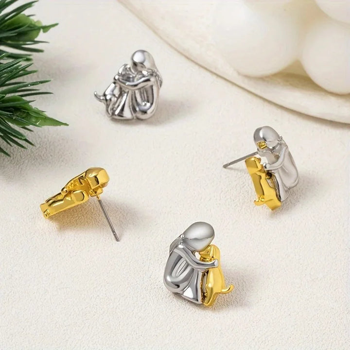 Pendientes de Aro en Plata y Oro de Dos Tonos
