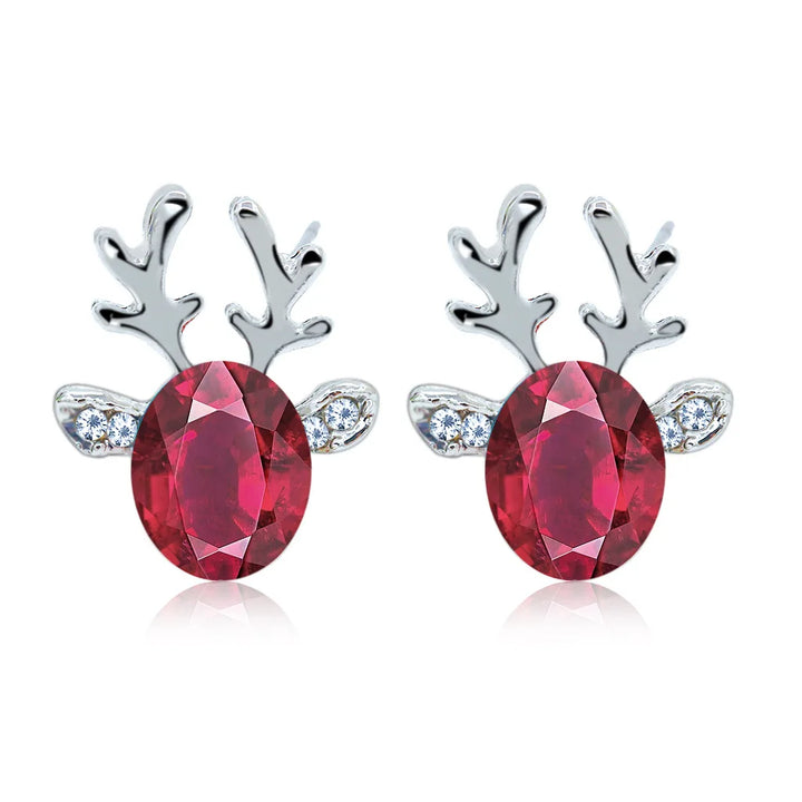 Pendientes de Cristal en Forma de Reno Festivo