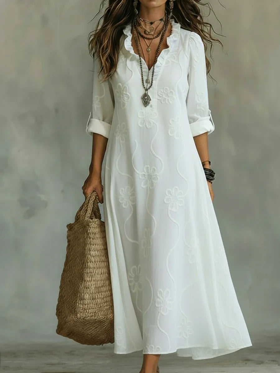 Valentina | Vestido maxi bohemio de silueta fluida y estampado floral