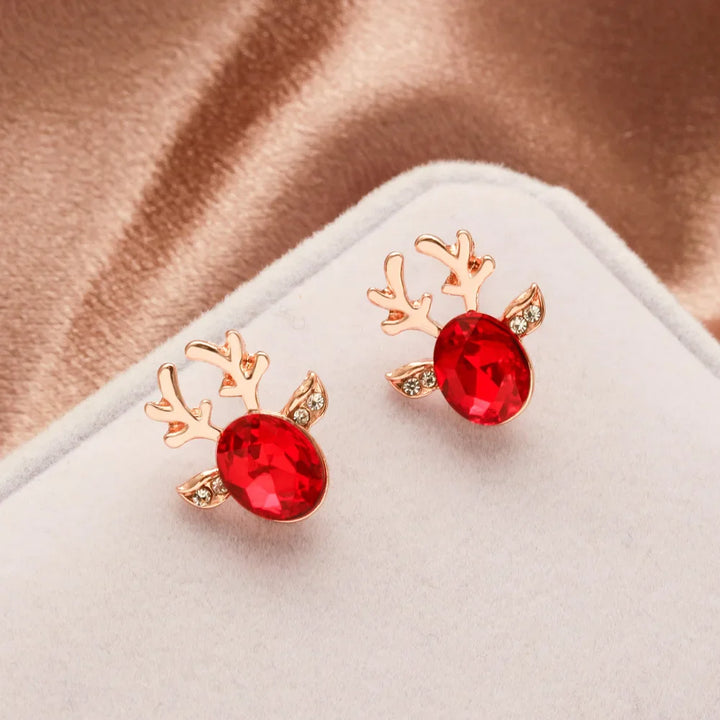 Pendientes de Cristal en Forma de Reno Festivo