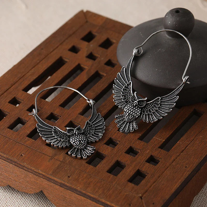 Pendientes Declarativos de Búho Vintage Bohemio