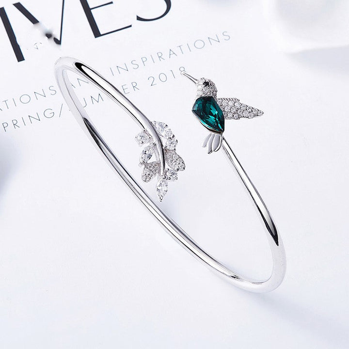 Anillo Ajustable de Colibrí con Diamante de Strass