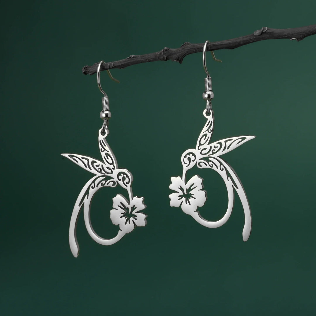 Pendientes de Acero Inoxidable con Espíritu de Colibrí