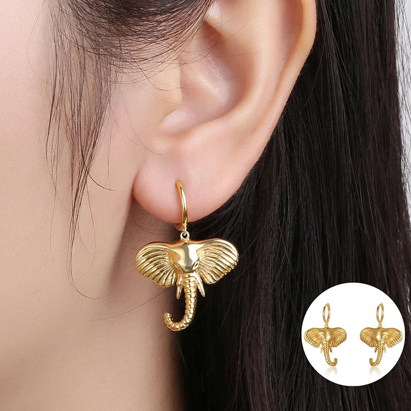Pendientes de Aro con Charms de Elefante