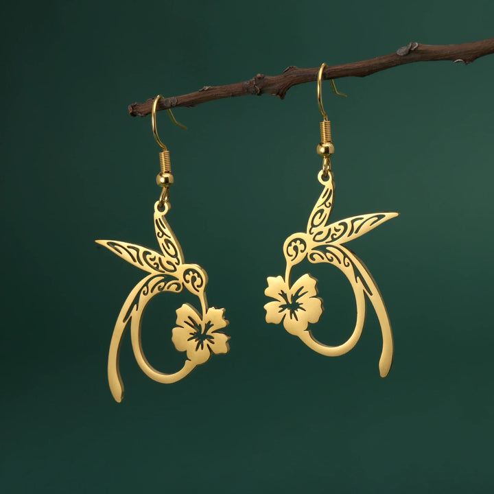 Pendientes de Acero Inoxidable con Espíritu de Colibrí