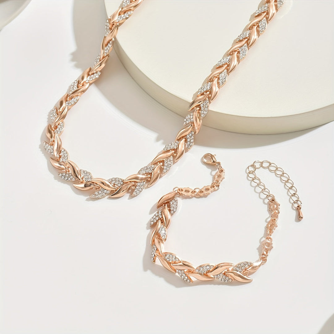 Rocío | Conjunto de collar y pulsera de cola de pez con strass y acabado brillante