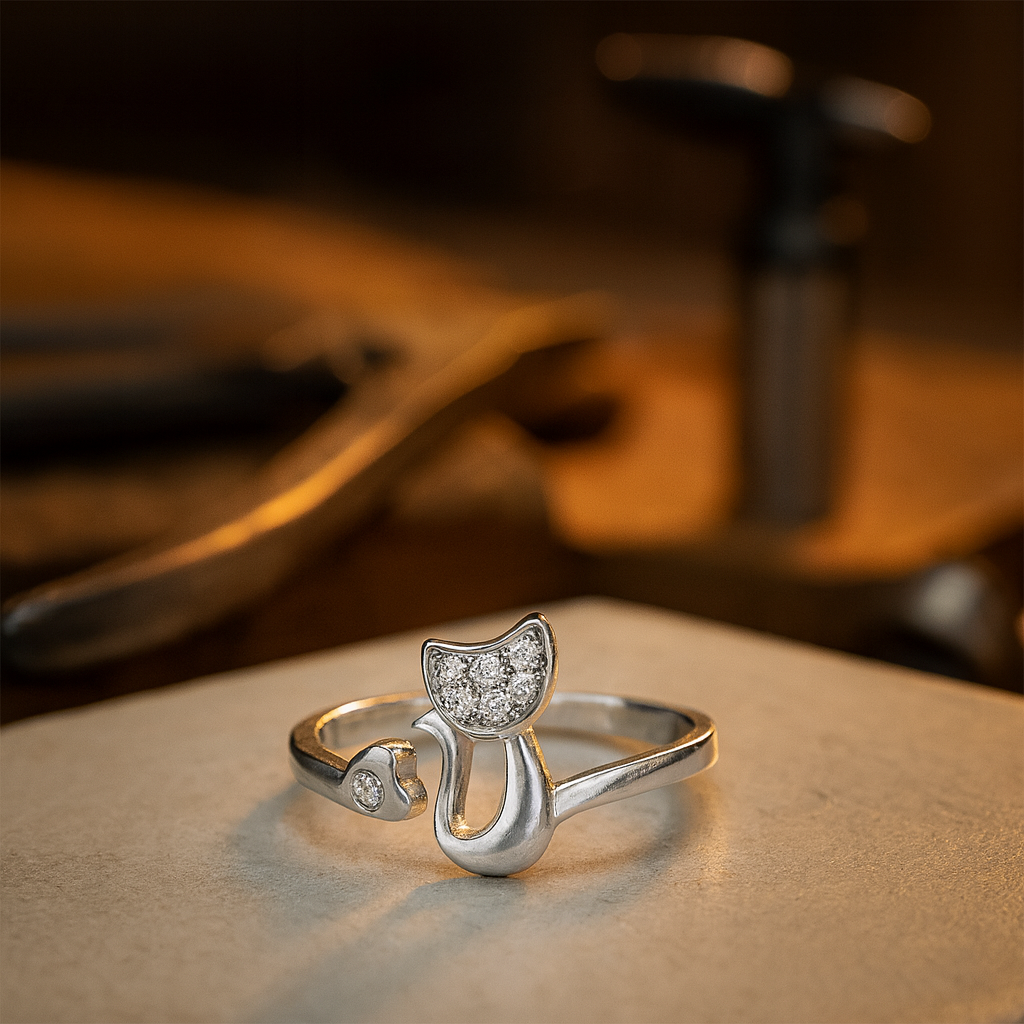 Anillo Abierto de Gato Lindo – Circonita