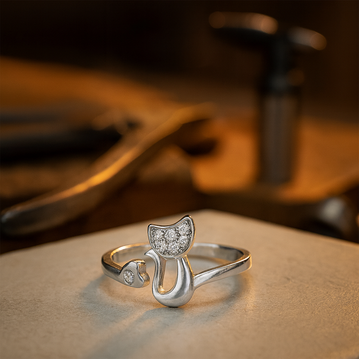 Anillo Abierto de Gato Lindo – Circonita