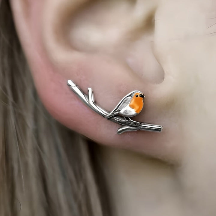 Zoe | Pendientes de pájaro con acabado esmaltado