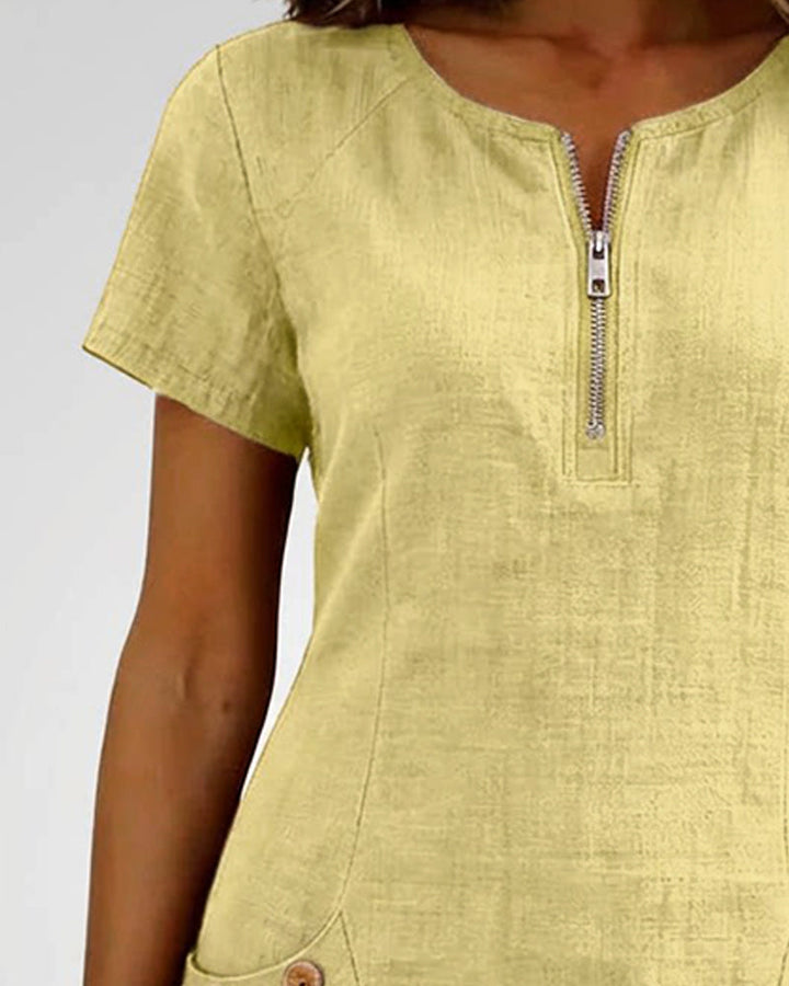 Azahar | Vestido casual de algodón con cremallera y bolsillos