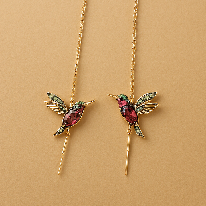Pendientes de Esmalte y Circonita Colibrí