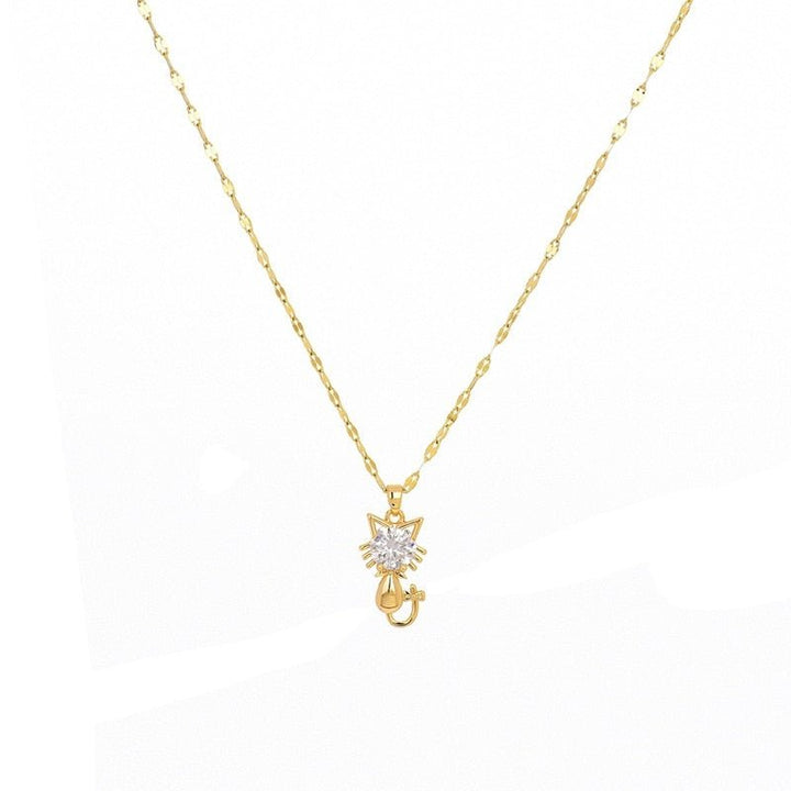 Collar de gato chapado en oro con zirconia