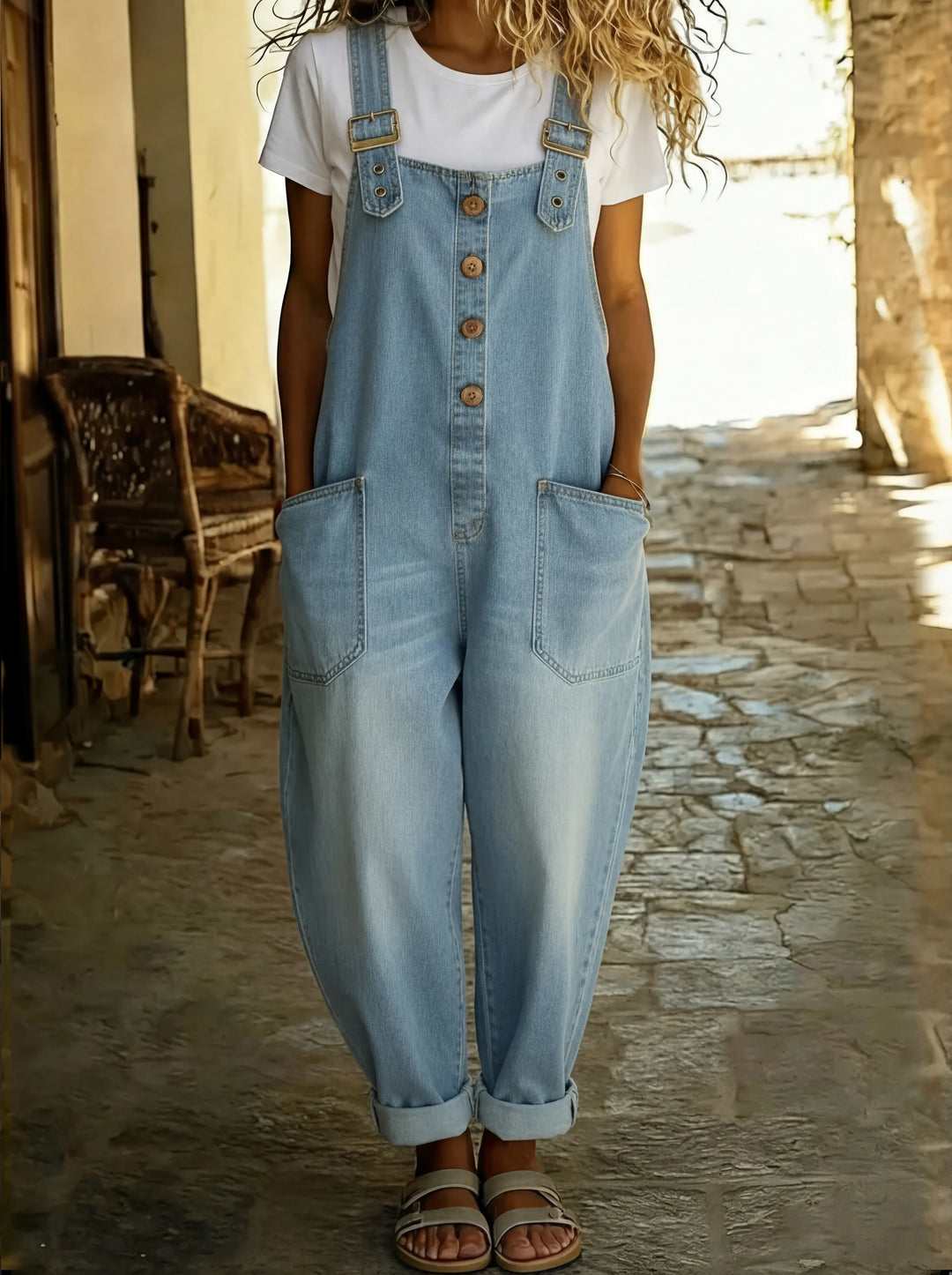 Rocio | Mono de denim casual con tirantes ajustables