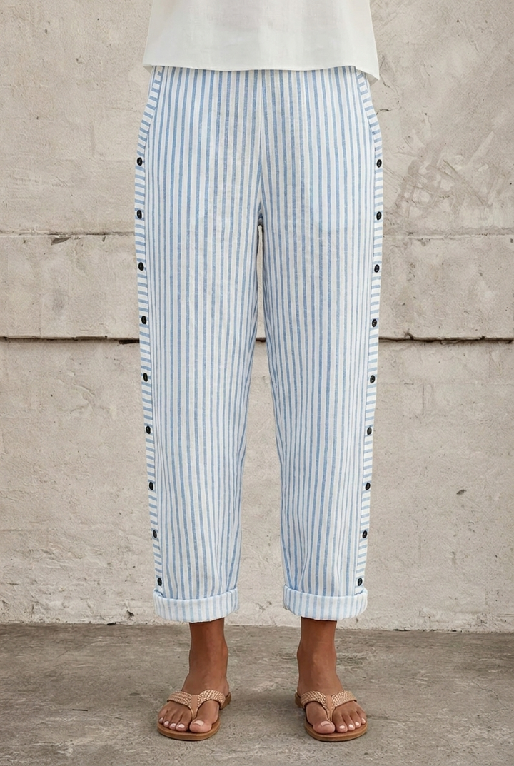 Isabel | Pantalón Recto Rayas Botones