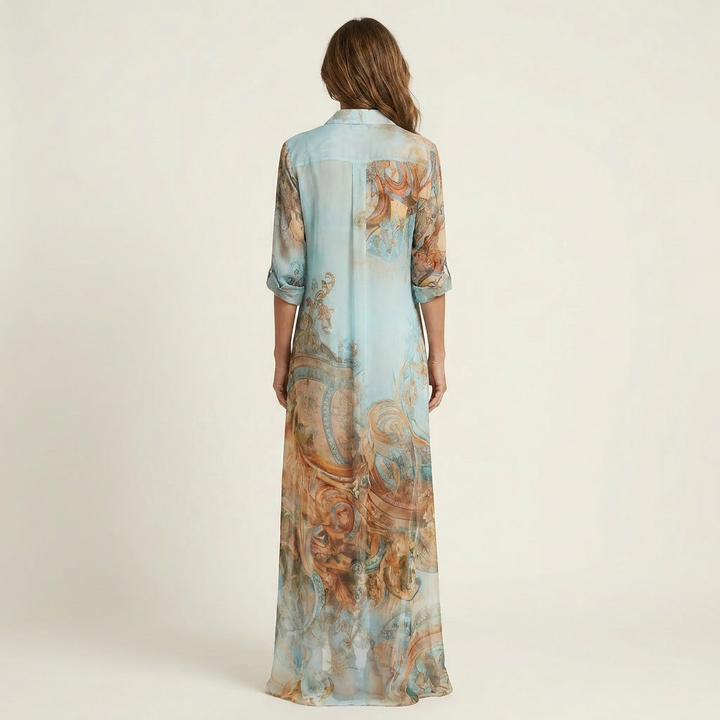 Lanie | Vestido Camisa Maxi de Seda