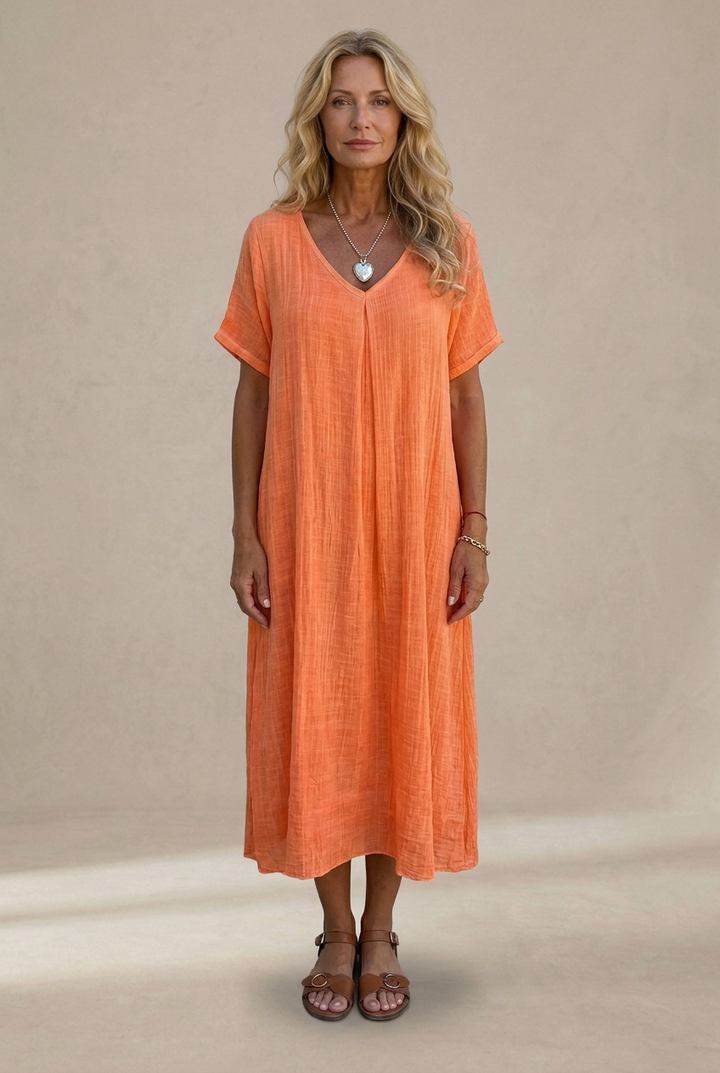 Marisol | Vestido maxi holgado con escote en V y caída fluida