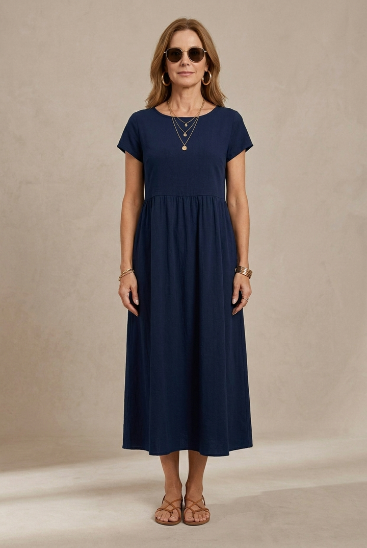 Catalina | Vestido midi fluido de algodón y seda
