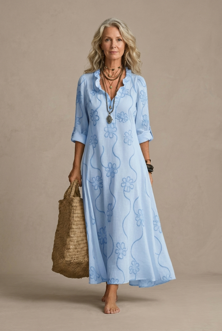 Valentina | Vestido maxi bohemio de silueta fluida y estampado floral